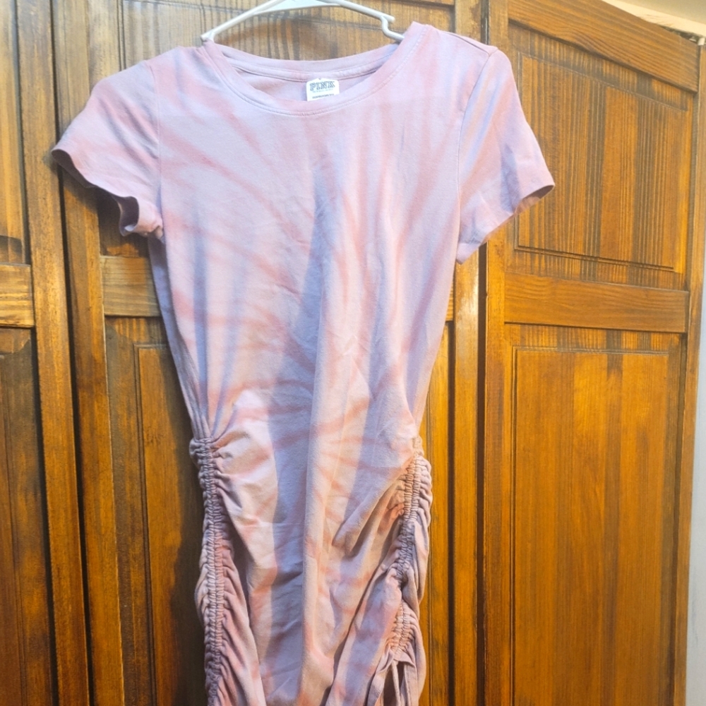 Victoria's Secret Pink Tie-Dye Ruched T-shirt Dress XS